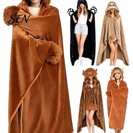 Plysch Pyjamas Huvtröja Djur Bärbar Filt Huvtröja, Vuxen Överdimensionerad Fleece Tröja Med Huvtröja Klädsel, Halloween Cosplay Kostym Sjal