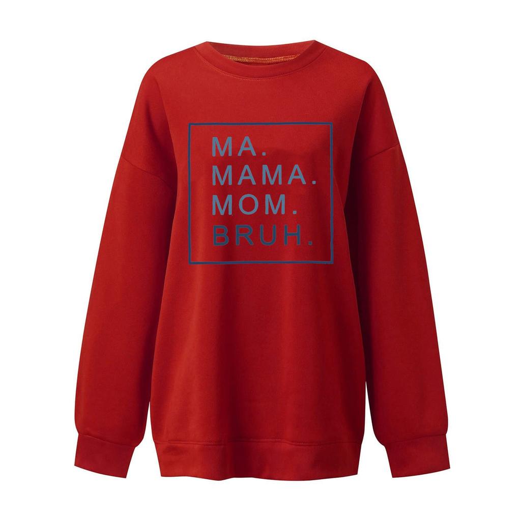Ladies Fashion Casual Print Loose  Round Neck Long Sleeve Top Sweatshirt