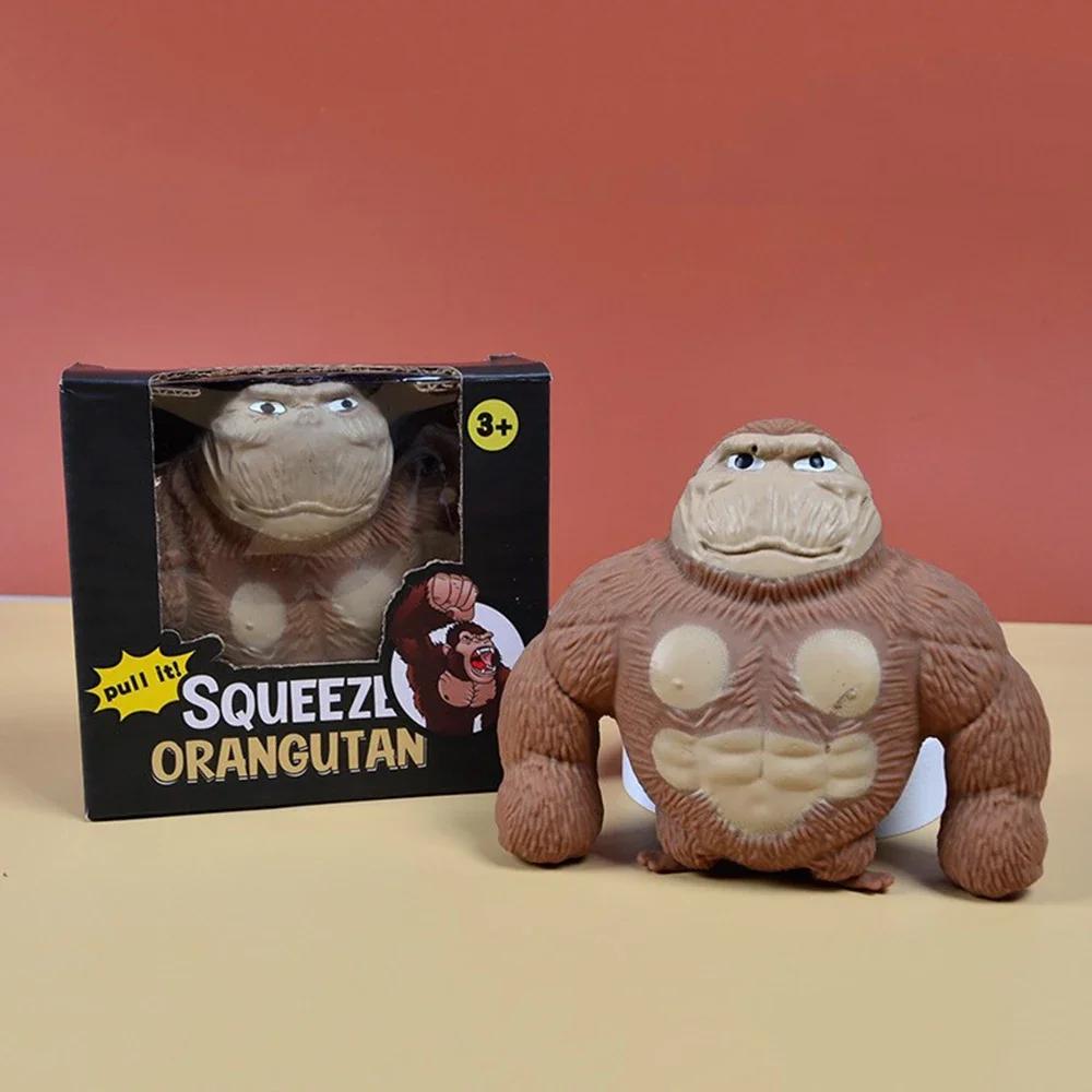

Мягкая игрушка-антистресс в виде орангутанга, мягкая, эластичная, для взрослых и детей, мягкая, забавная, для украшения дома, новая, большая, гигантская, губчатая коричневый