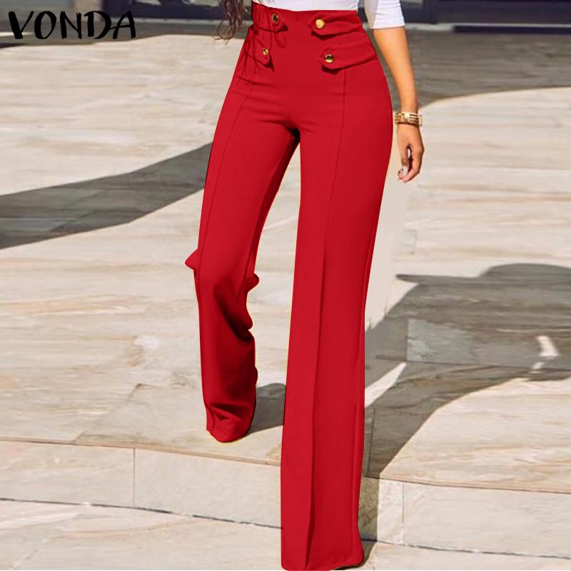 VONDA Primavera Donna Moda Vita Alta Cerniera OL Pantaloni Lunghi Palazzo  PantalonI Femme Casual Solid Loose Maxi Pants S-5XL Plus Size acquista in  modo economico — spedizione gratuita, recensioni reali con foto —