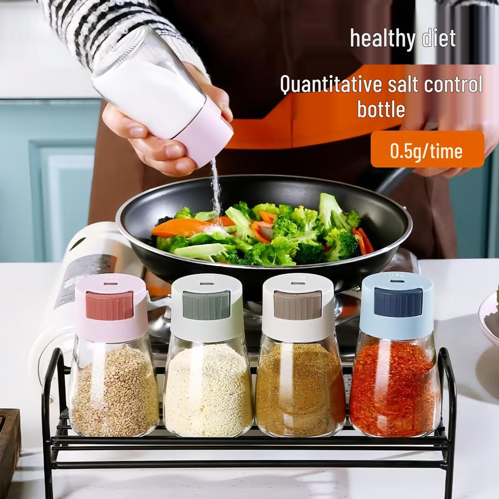 Press-Type Salt Control Jar - Sealed, Moisture-Proof Seasoning Bottle