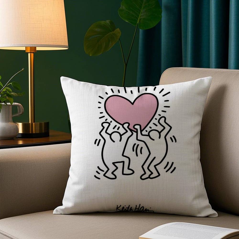 Funny K-Keith H-Harings Art Pillow Case Short Plush Print Cushion Cover Square Throw Pillow Covers Sofa Home Decor