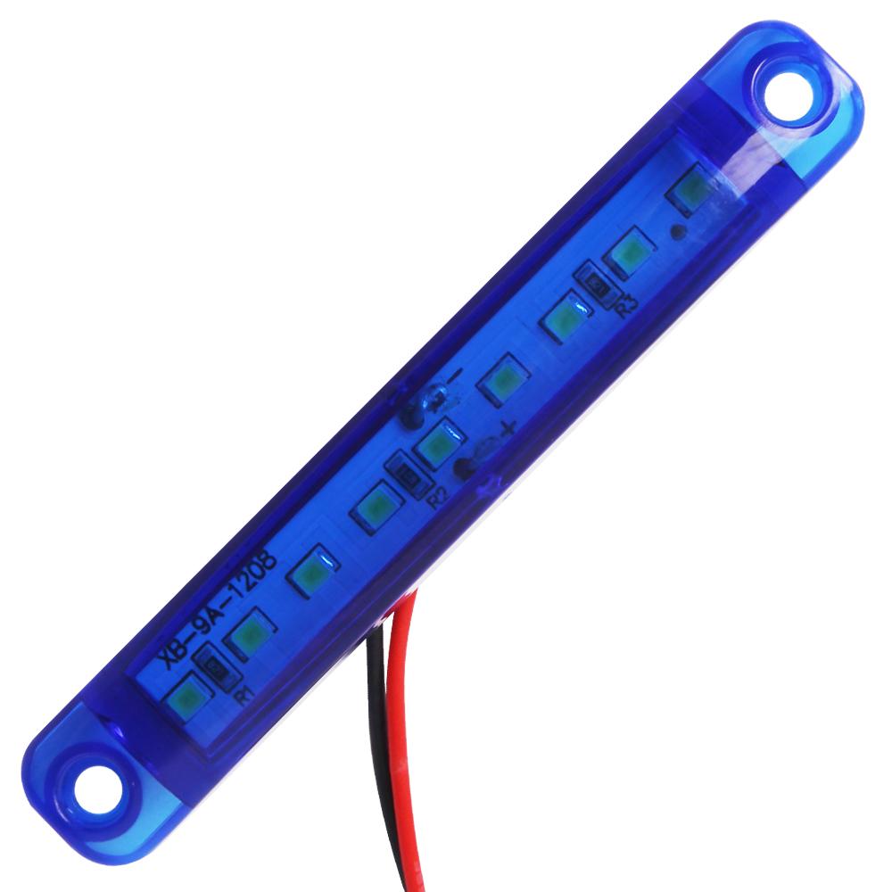 

12-24 В 9 светодиодов габаритный фонарь для грузовика, автомобиля, грузовика, мотоцикла, водонепроницаемая сигнальная полоса, предупреждающий свет, светодиодный контурный фонарь для транспортного средства 1pcs синий