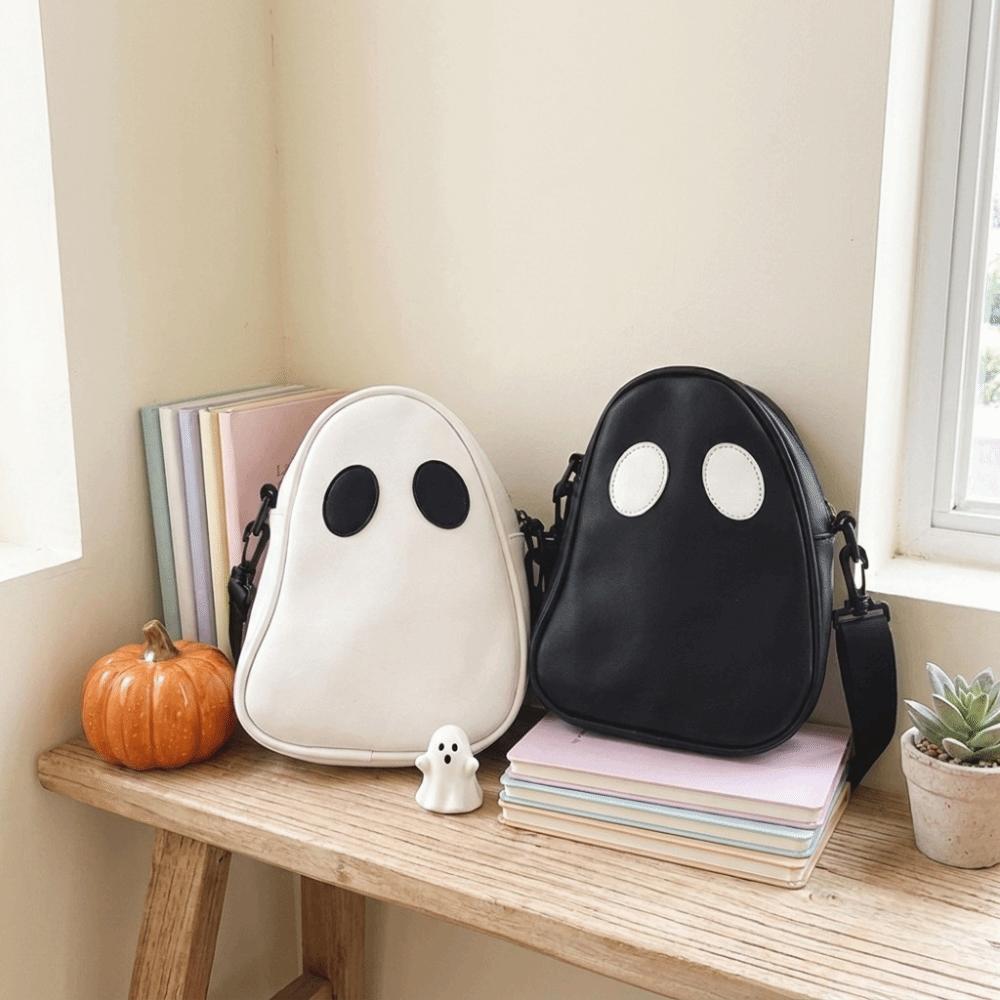 Adjustable Strap Ghost Crossbody Bag PU Leather Halloween Mini Bag Cute Shoulder Bag Daily Use