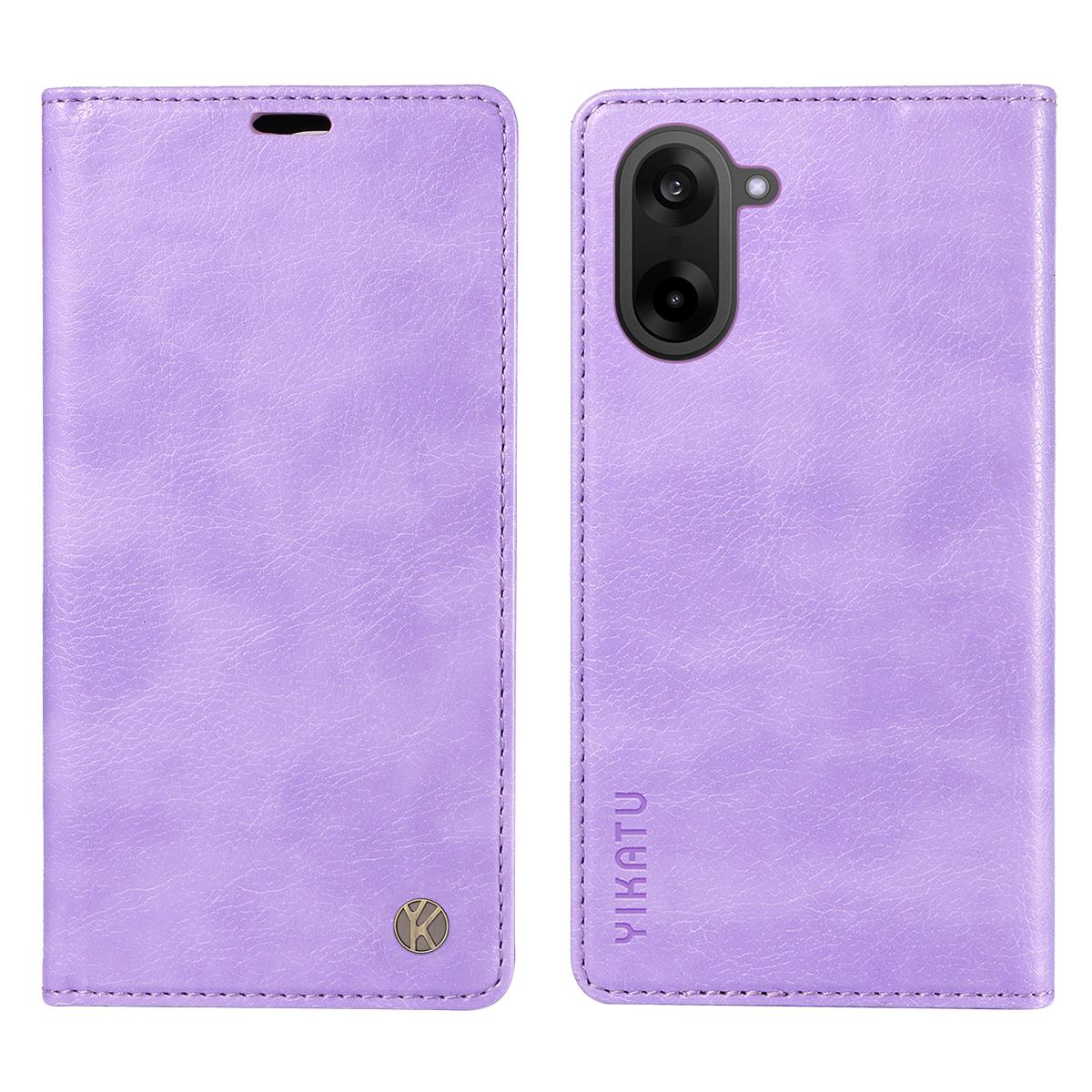 

For OnePlus Nord CE5 5G/OnePlus Ace 5 Racing 5G Wallet Case YIKATU YK-006 Magnetic Closure Leather Phone Cover Litchi Texture Purple