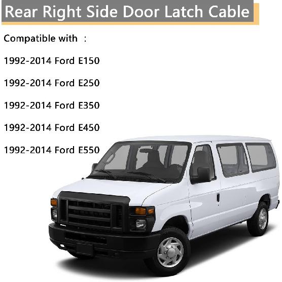 Rear Door Latch Cable Compatible For 1992-2014 F-Ord E150 E250 E350 E450 E550 Van Rear Right Passenger Side Cargo Door Latch Cable Replace
