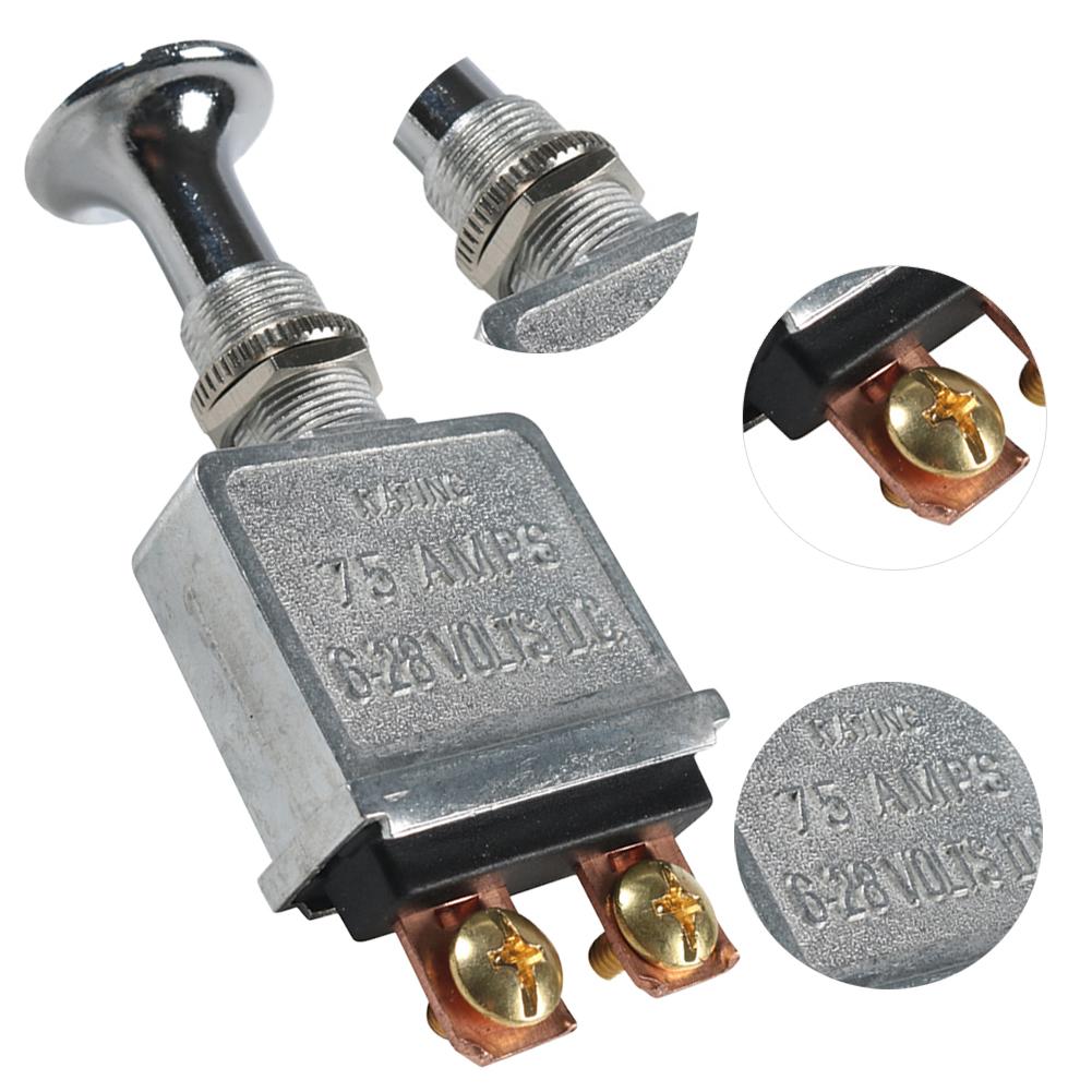 2 Position On-Off 75 AMP Heavy Duty Metal Push Pull On Off Switch 2 Terminals for Trucks/ Hot Rods/ Boat/Race Car