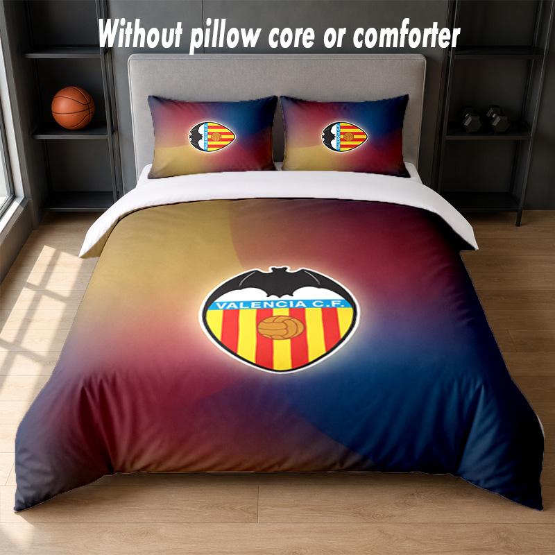 Valencia FC Design Bed Bedding Set 1 Duvet Cover + 2 Pillowcases Soft Breathable Household Bed Linens