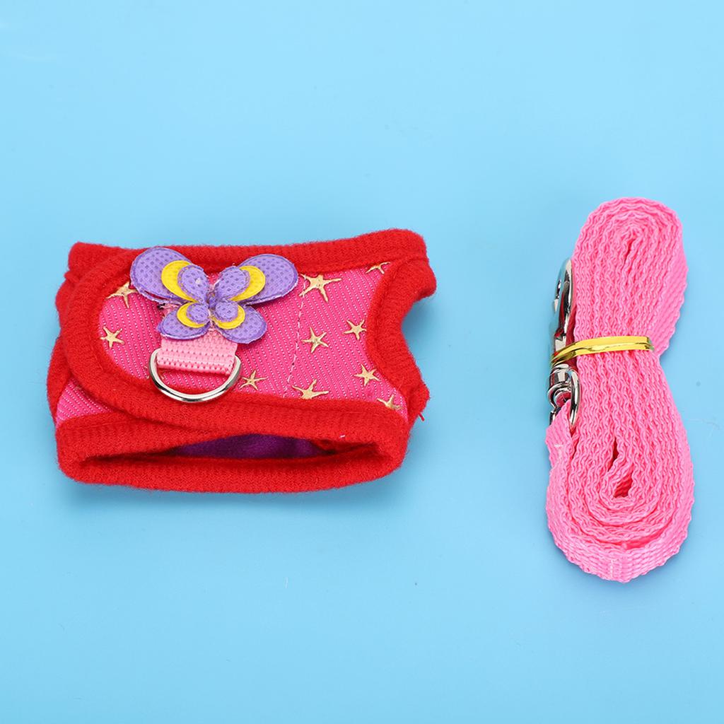 Small Pet Animal Leash Harness Set Chest Strap Traction Vest for Rabbit Hamster Guinea PigRed M
