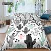 Cartoon Cactus Duvet Cover Green Plants Succulents Bedding Duvet Cover Kids Teens Nature Art Soft Microfiber Bedroom Decorative
