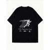 Oversized T Shirt White Running Club Graphic Print For Casual Wear And Sporty Lifestyle