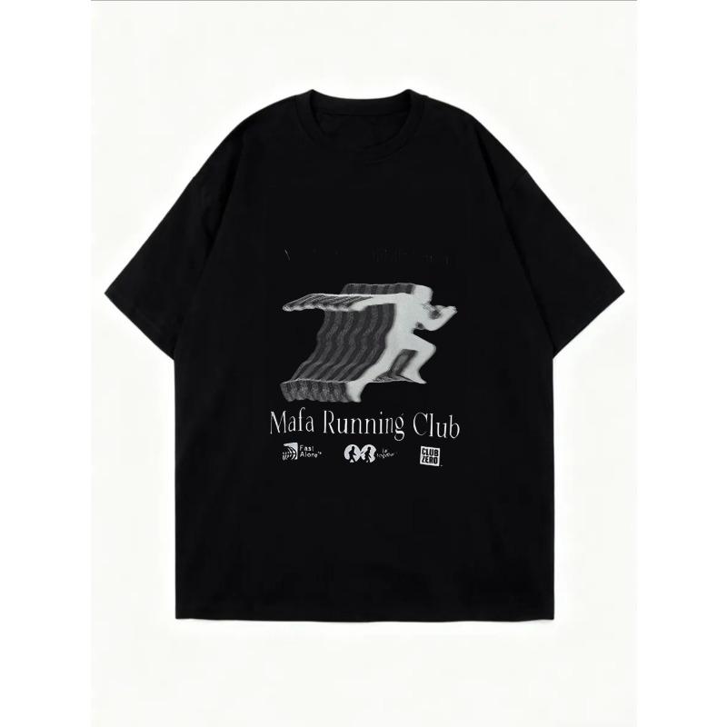 Oversized T Shirt White Running Club Graphic Print For Casual Wear And Sporty Lifestyle