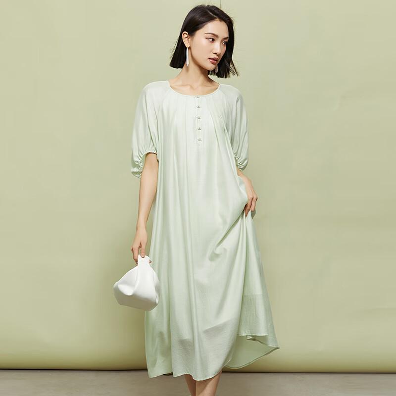 

Shetu Women s Elegant Summer Short-Sleeve A-Line Midi Dress M