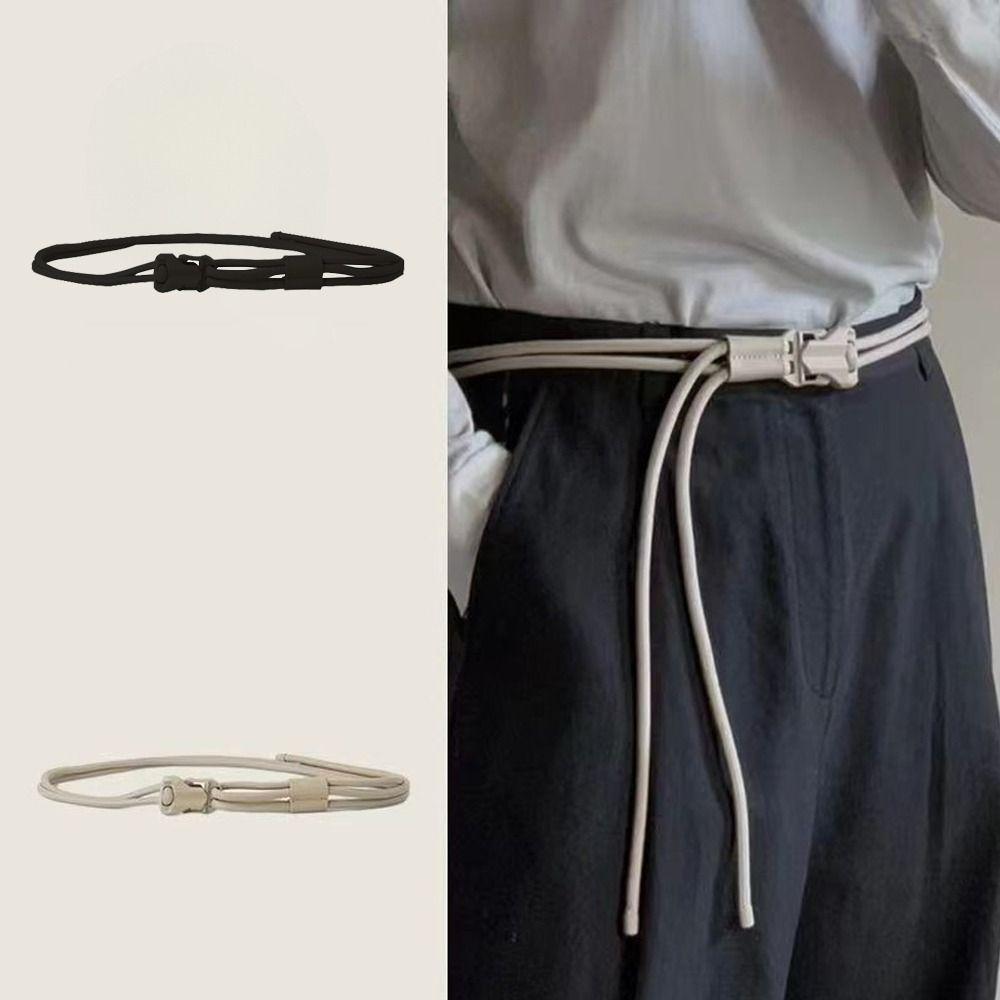 Fashion Quick Release Snap Buckle Double Rope Belt Luxury Design Versatile Braided Rope Belt Student Jeans Pants Belt