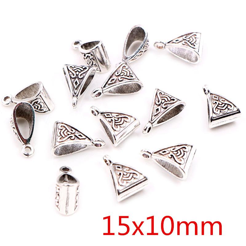 20pcs/lot DIY Handmade Beads Bails Pendants Jewelry Making DIY Necklace Antique Silver Color Bails Pendant Charm Beads Bails