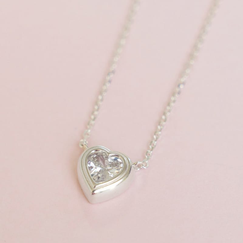 geegee [silver925] heart ping necklace - white