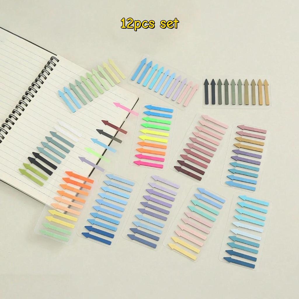 1/12 Stück Pfeilfarbige Haftstreifen Haftnotizen Mini 200 Blatt pro Notizblock, Farbverlaufspfeil Indexaufkleber Tagebuch
