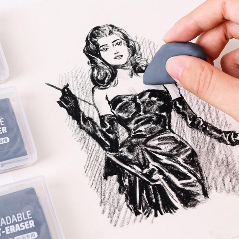 Professional Drawing Eraser 3Pcs Kneadable Art Erasers with Storage Boxes for Portrait Sketching School Notes and Studio Drafting