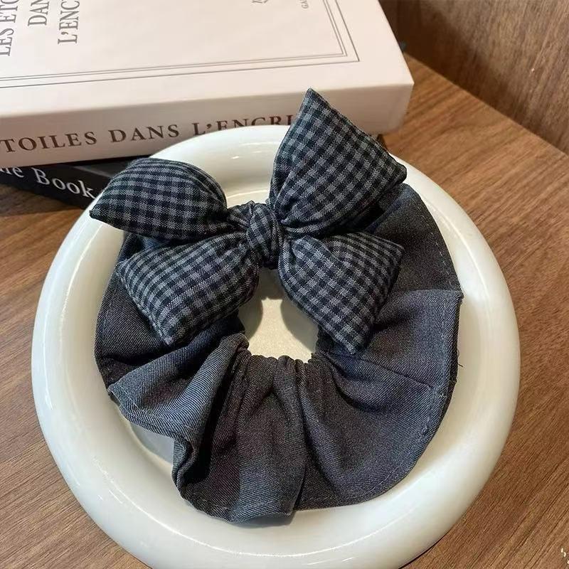 Large Scrunchies Vintage Plaid Hair Bands Elegant Elastic Ponytail Hair Ties Women Hair Accessories