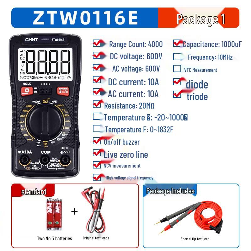 Chint High Precision Digital Multimeter: Anti-Burn, Portable, Multifunctional Tool for Electricians and Smart Watch Repair