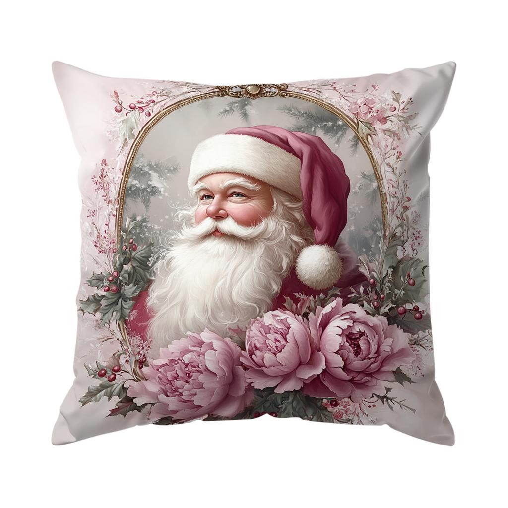 Pink Christmas Cushion Pillowcase Printed Polyester 45X45Cm Throw Pillowcover Decorative Sofa Cushion Pillowslip Home Decor