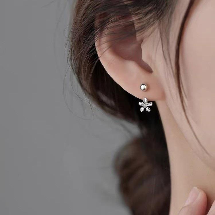 925 Sterling Silver Needle Flower Stud Earrings: 2025 New Luxury Niche Design for Women