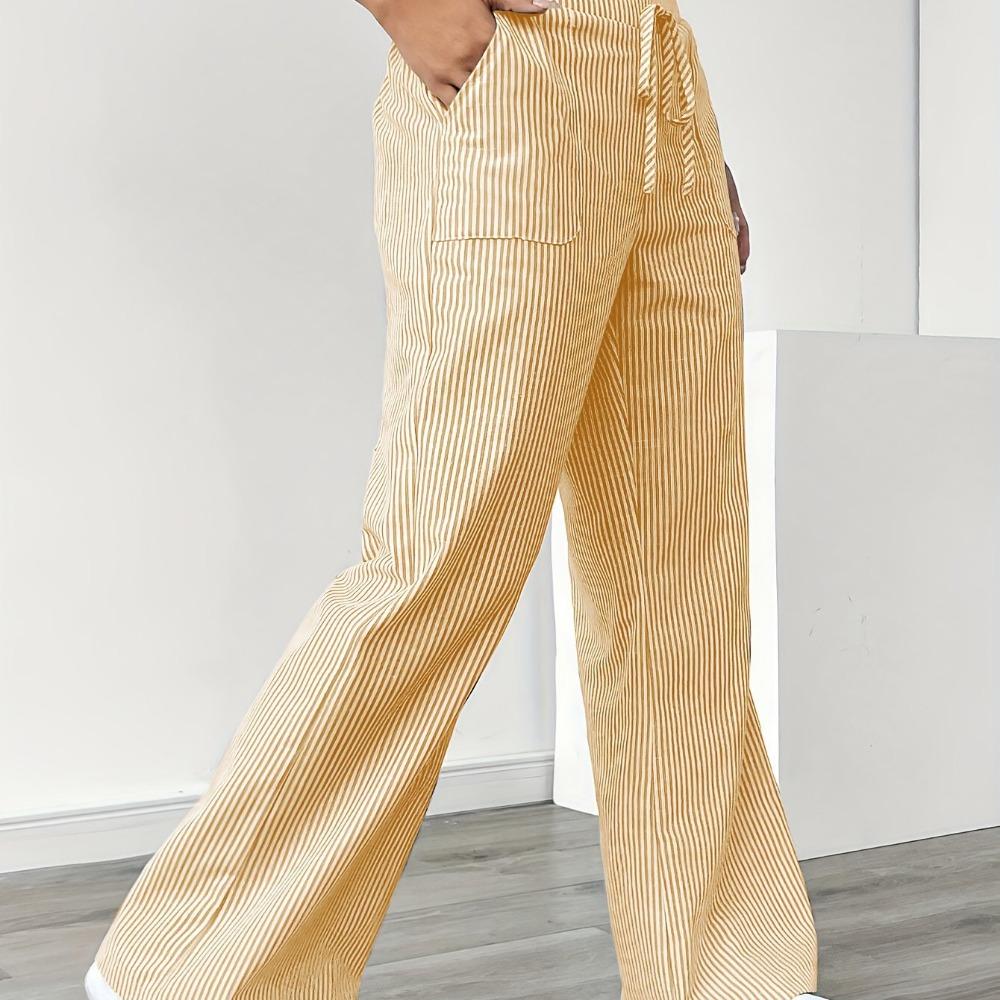 Striped Loose Wide-leg Pants Thin Slouchy Straight Casual Pants Women Drawstring Floor Length Pants Lazy Sweatpants 2026 Summer