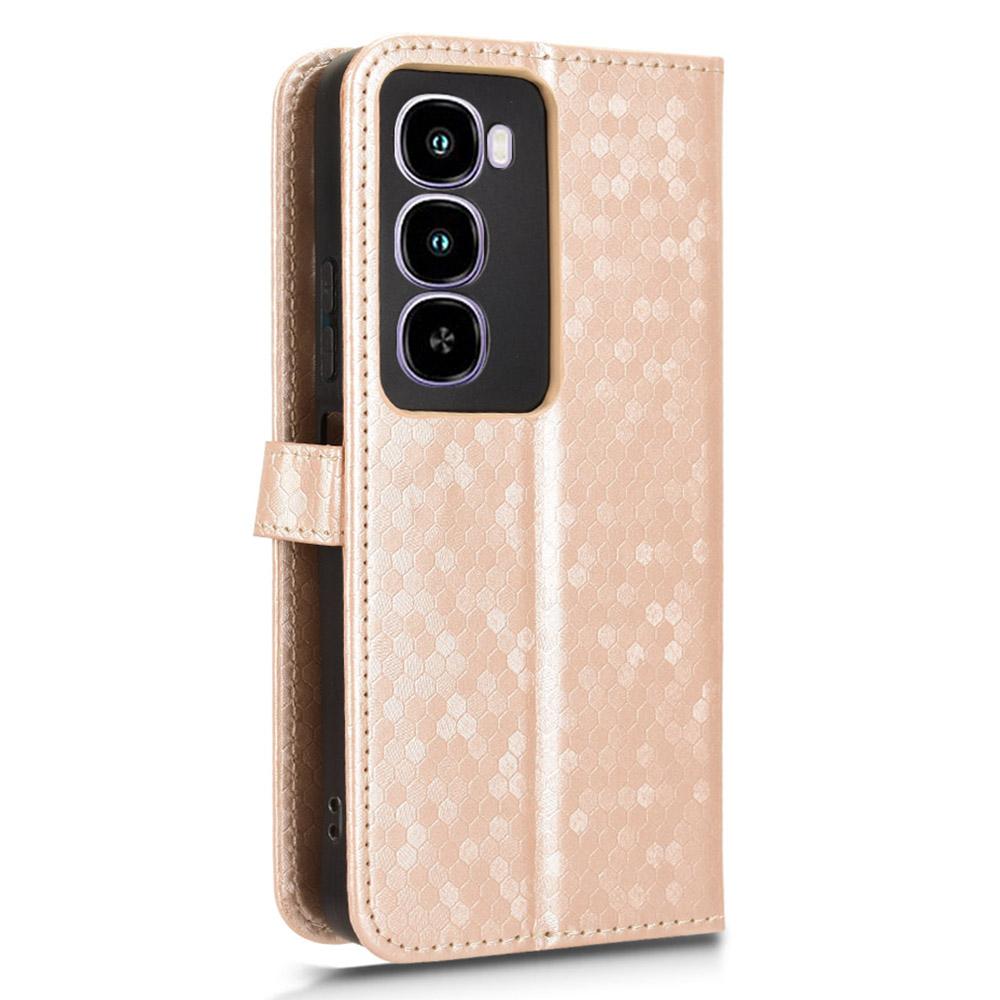 For itel City 100 4G Wallet Case Dot Pattern Imprint PU Leather Phone Cover with Wrist Strap