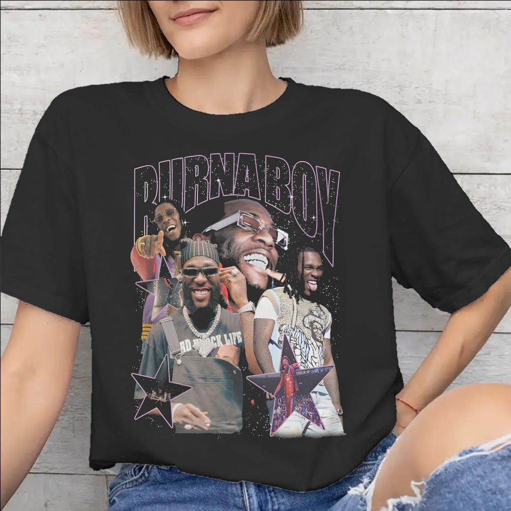 Burna Boy Singer Tee Shirt for Unisex Unisex Printed T Shirts Cotton Clothing