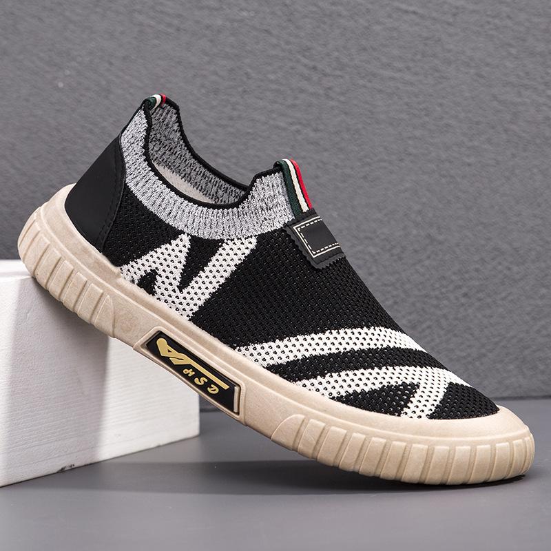 Men s Summer Breathable Slip-on Flyknit Mesh Casual Shoes 39