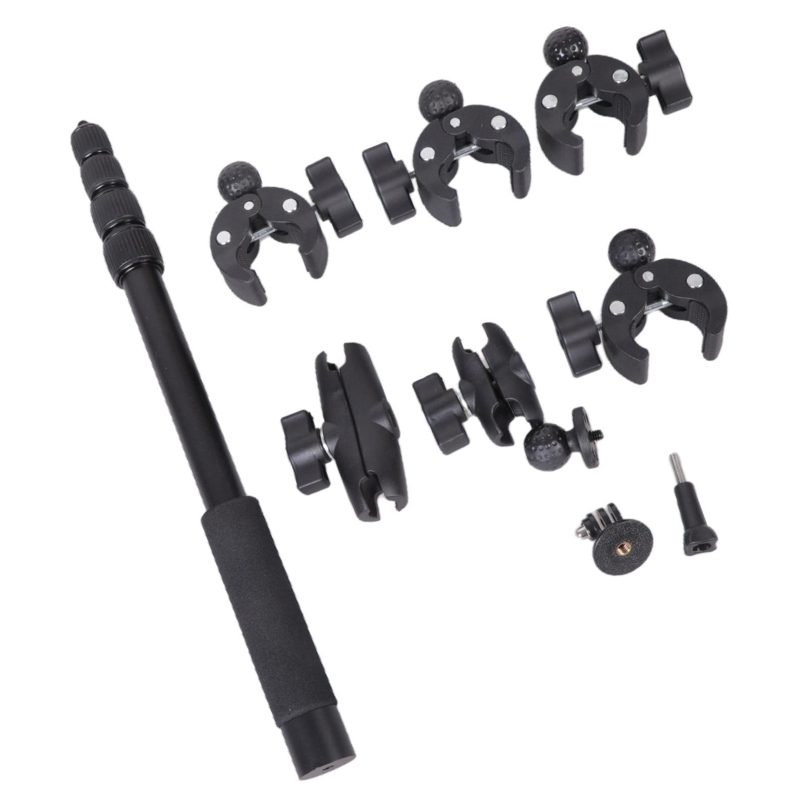 

Motorcycle Camera Clamp Kit With 5 Stage Telescoping Rod Adjustable Ball Head Adapter And Double Slip Proof Clamping 1