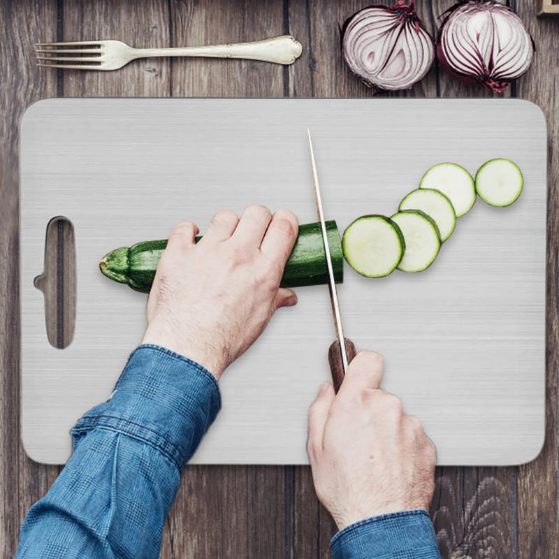 Titanium Cutting Board 304 Stainless Steel Double-Sided Kitchen Chopping Board Thickened Cutting Board For Meat Fruits Vegetable