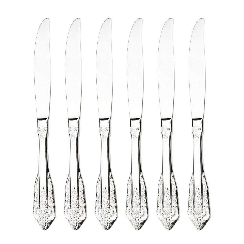 6-teiliges Vintage-Besteckset aus 18/10 Edelstahl, Steak, Butter, Abendessen, Messer, Geschirrset, Geschirr, Spiegel, Abendessen, Küche, Besteck