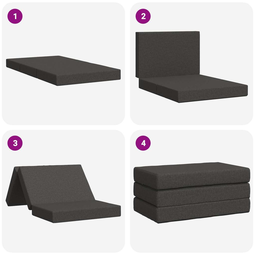Folding Sofa Bed 80 x 67 x 45 cm Dark Grey