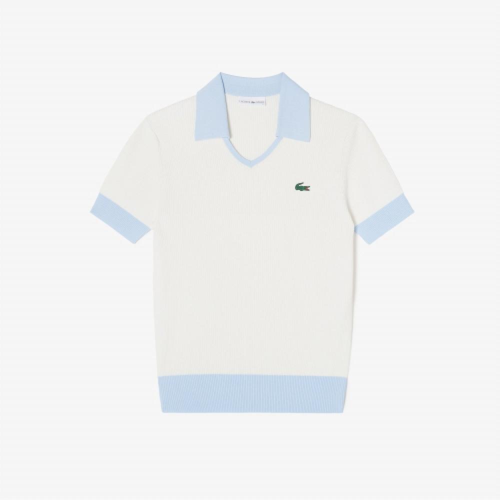 

LACOSTE Женская текстурированная футболка-поло с короткими рукавами [Off White]