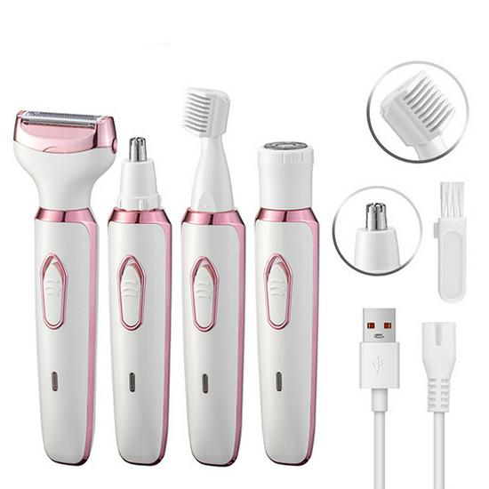 

Women s Portable 4-in-1 Electric Shaver & Epilator for Underarms, Nose, and Pubic Hair Four-in-One Epilator