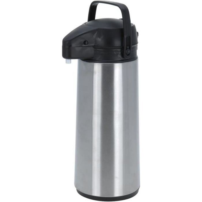 Pichet à pompe isotherme - Airpot - 1,9 litres - Inox - Conserve au froid 24h - Conserve au chaud 12h