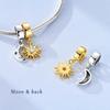 Original 925 Sterling Silver Charms Bead Gold Sun Moon Couple Pendant Fit Original Bracelet Necklace For Women DIY Jewelry Gift
