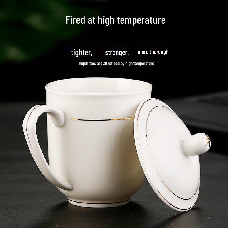 Chuangfa Gold Rim Ceramic Tea Mug with Lid