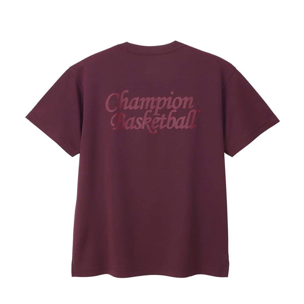 Short Round Odor Quick One Point Short Sleeve Maroon [Champion] T-Shirt, Sleeve, Neck, Antibacterial, Resistant, Drying, Logo, Women's T-Shirt,