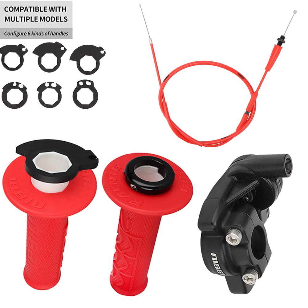 NIBBI Motocross 7/8"Lock-on Rubber Grip Twists Handlebar Throttle Cable Kit Fit Honda Yamaha KTM Off-road Motorcycle 22mmHandle