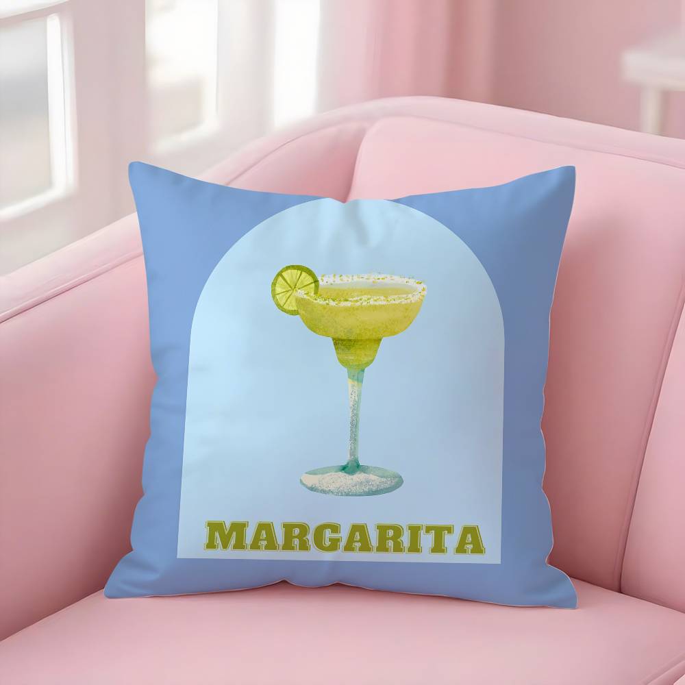 Margarita Cocktail Kunst Kissenbezug Weicher Plüschstoff Beidseitiger Druck Dekorative Wohnzimmer Heimdekoration Geschenk Kissenhülle