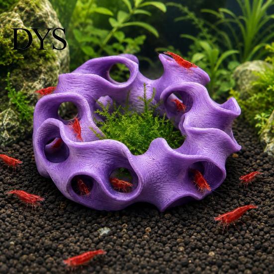 Stable Bottom Decoration for Aquarium 3D Printed Hideout Cave, Wavy Hollow Ring Fish Shrimp Shelter, Landscape Accessories Breeding Hiding Hole Decor,