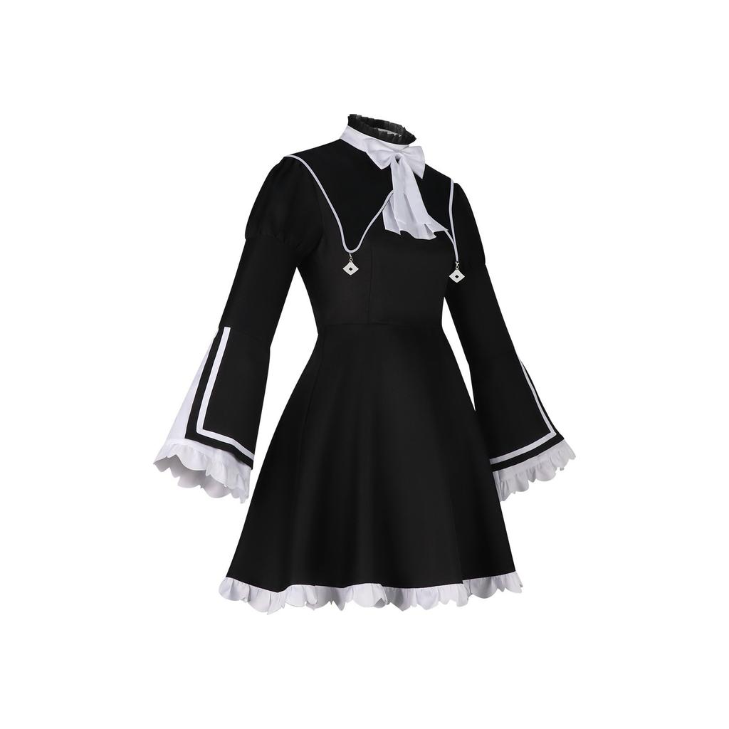 Shinonome Ena Nonnen-Cosplay-Kleid Project SEKAI Colorful Stage Gotisches Glockenärmel-Schleifen-Choker Schwarz-Weiß Geschwister-Kostüm Anime-Spiel