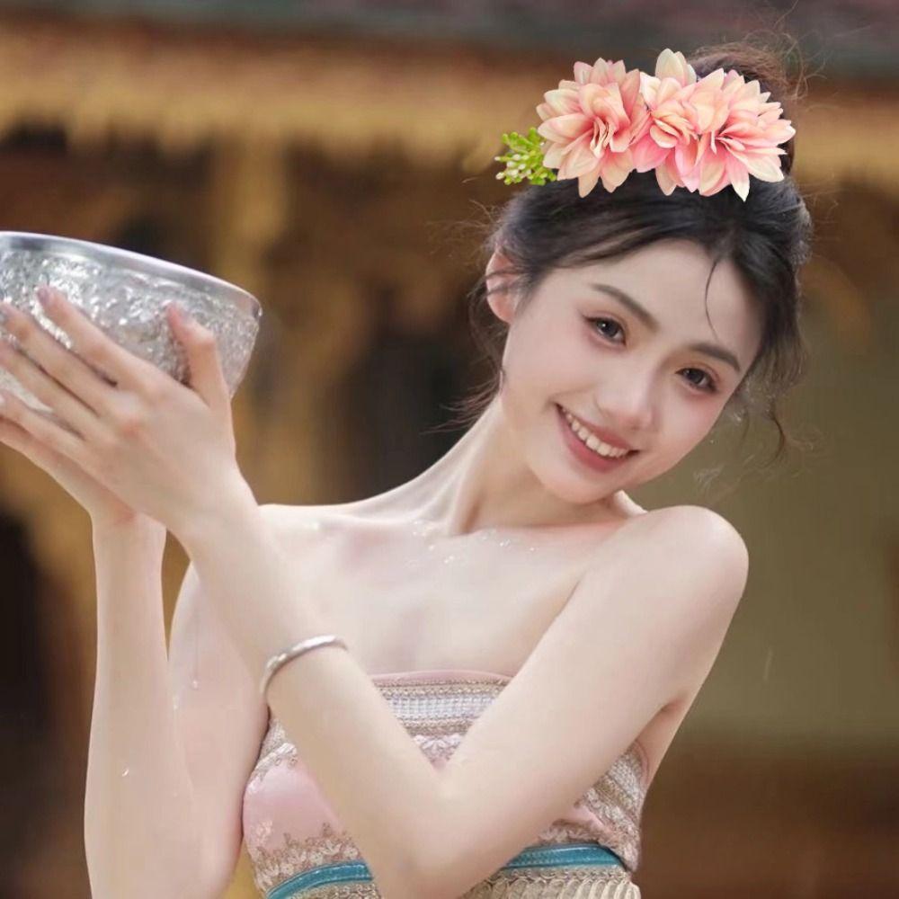 Sweet Flower Hair Comb Ethnic Style Thai Hair Accessories Elegant Wedding Bride Accessories Daily