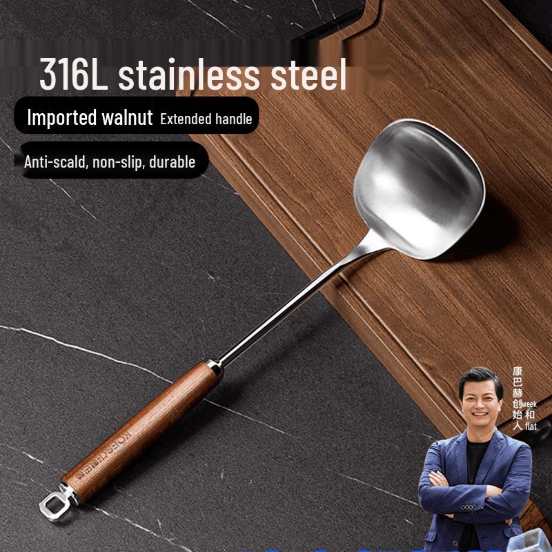 Kangbch Walnut Handle 316L Stainless Steel Soup Ladle