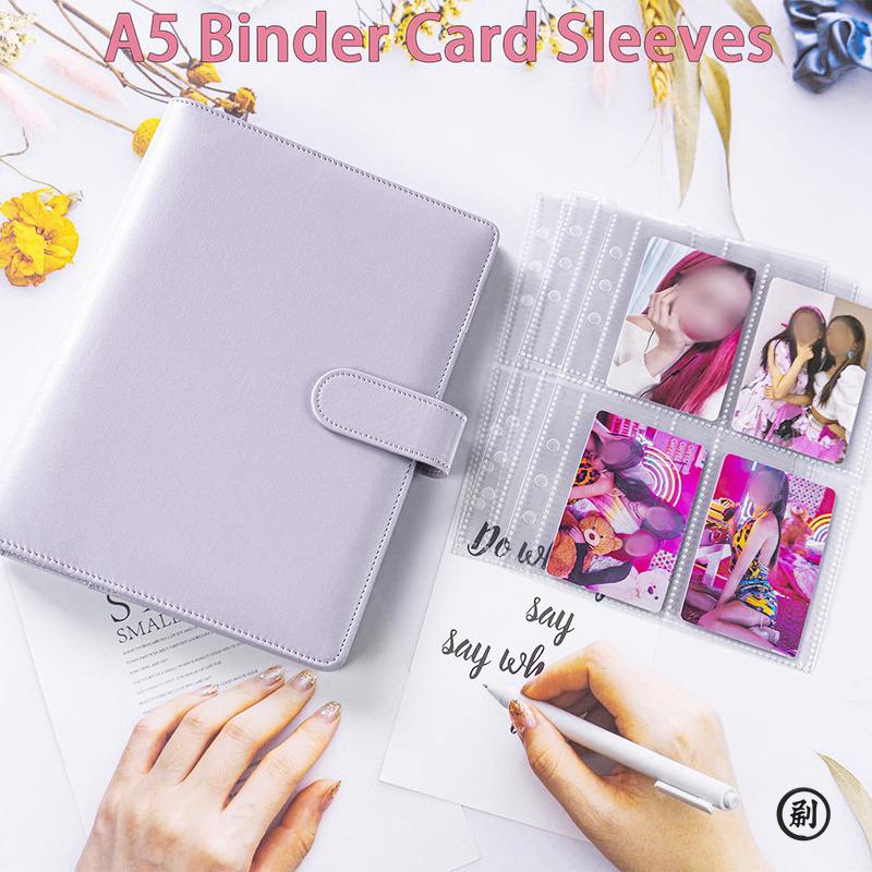 A5 Notizbuch Fotokartenbinder 25 Stück Seite(4 Fächer)  PU Leder Loseblatt Organizer Fotoalbum Kpop Fotoalben Idol Karten