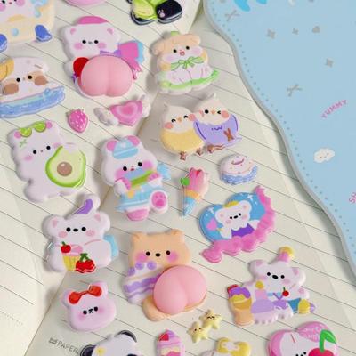 Customizable Stickers Realistic 3d Stickers Cute 3d Puffy Stickers Set Kawaii Bubble Foam Bear Bunny Decals Decorative Scrapbook