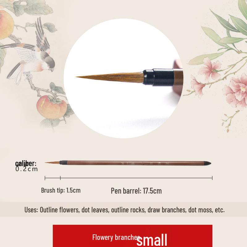 Wolf Hair Gongbi Outline Brush Set for Chinese Painting and Calligraphy - Flower & Bird Detailing Pen
