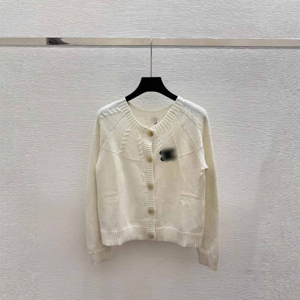 Eleganter Frühherbst Bestickter Knopfleisten Rundhals Langarm Strick-Cardigan